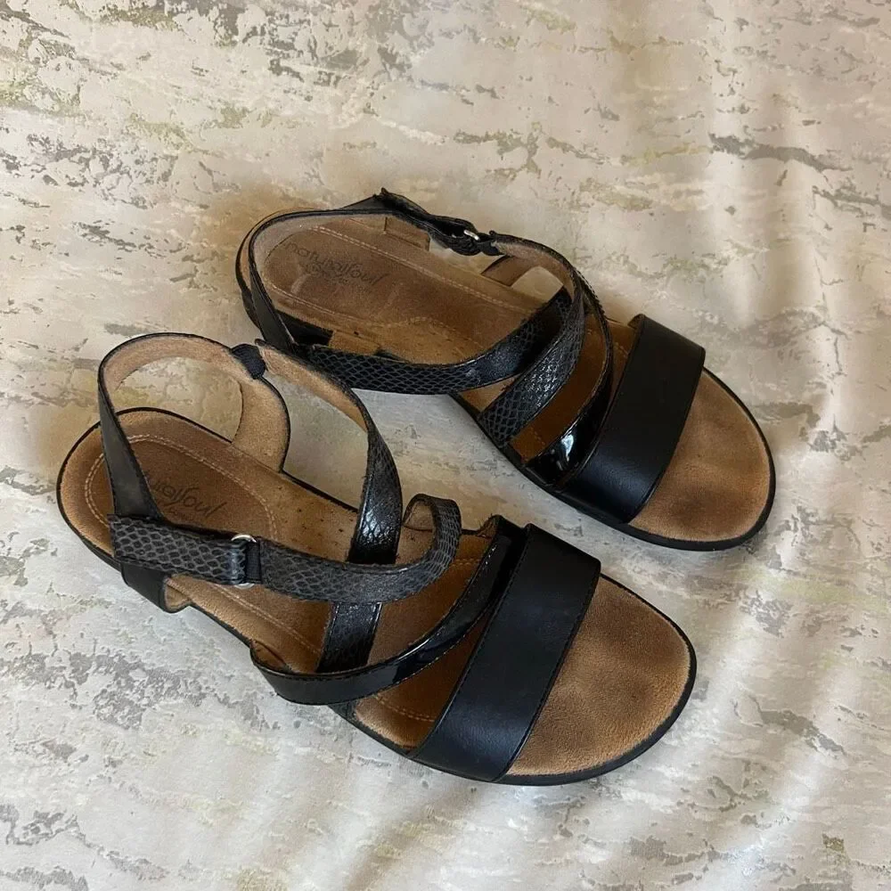 Natural Soul Leather Strappy Sandals - Picture 2 of 8